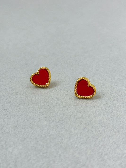 Women's Sweet Red peach heart simple Earrings