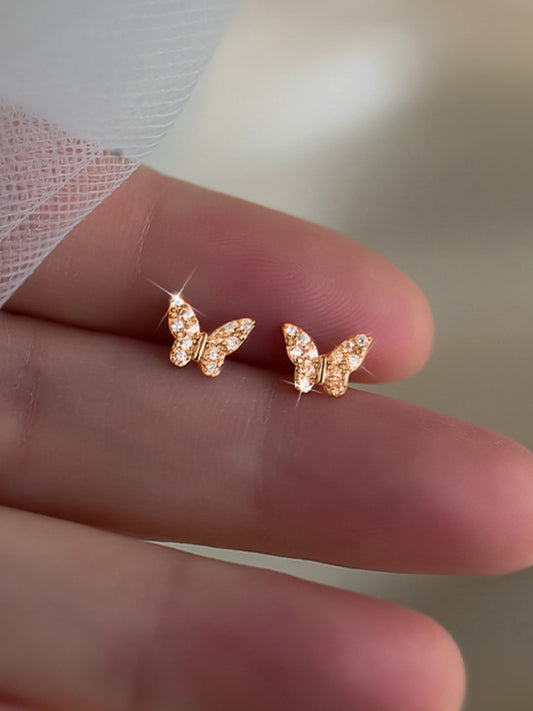 Butterfly Silver Needle Earrings