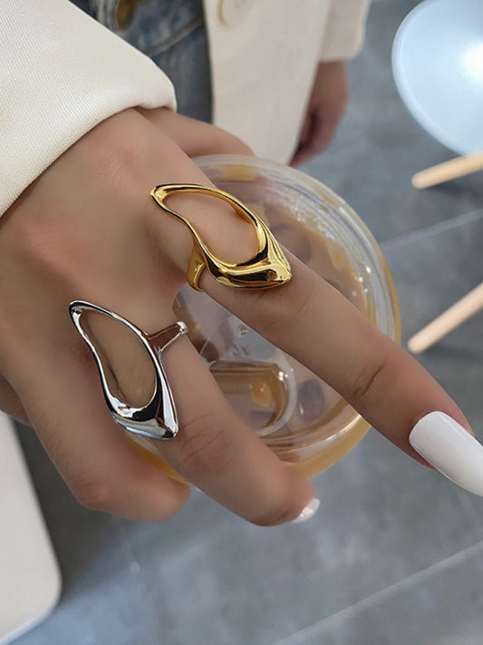 Women's versatile metal texture Hollow Ring