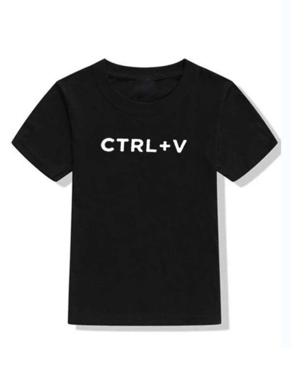Children's Clothing CTRL+V Printing Short-sleeved round neck T-shirt Parent-Child clothing