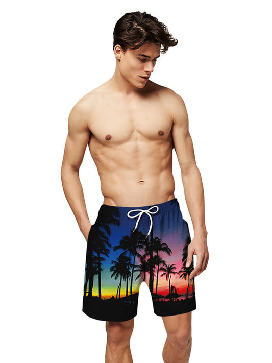 Men's Beach Coconut Tree Printed Beach Shorts Parent-child clothing