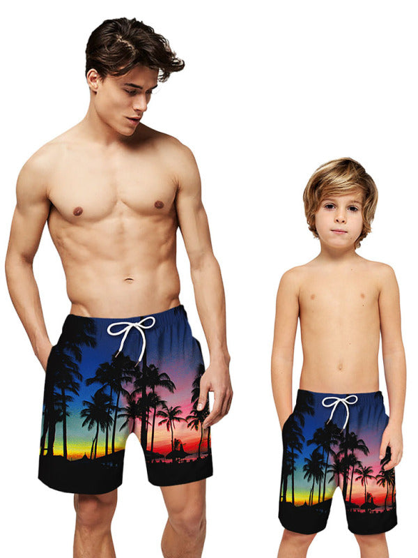 Children's Beach Coconut Print Beach Shorts Parent-child Wear
