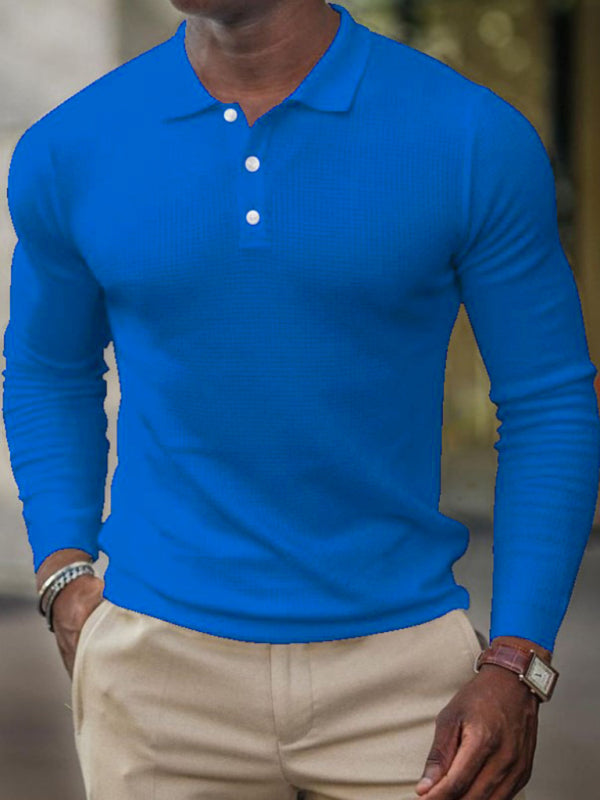 Men's Button Down Long Sleeve Polo Shirt