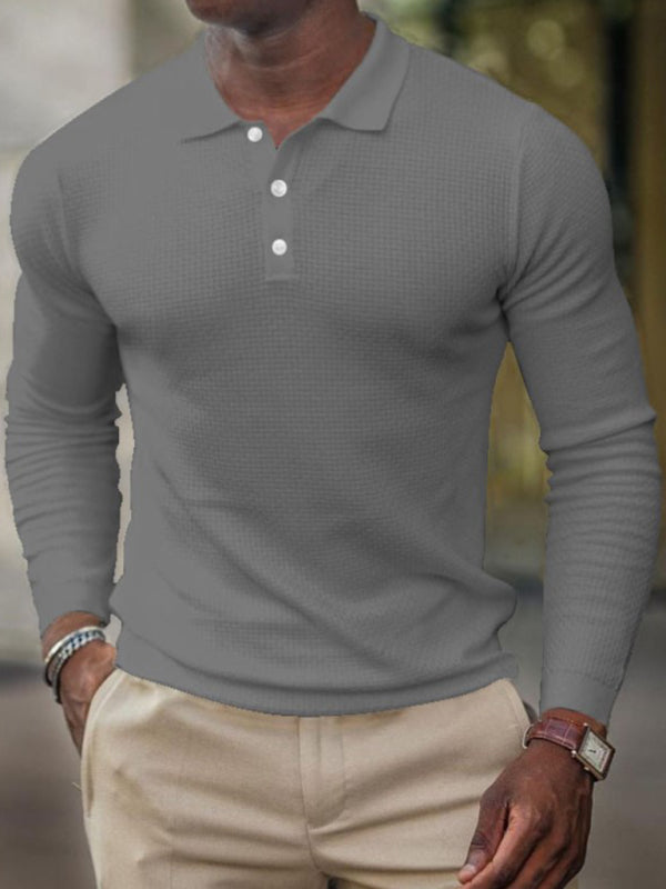 Men's Button Down Long Sleeve Polo Shirt