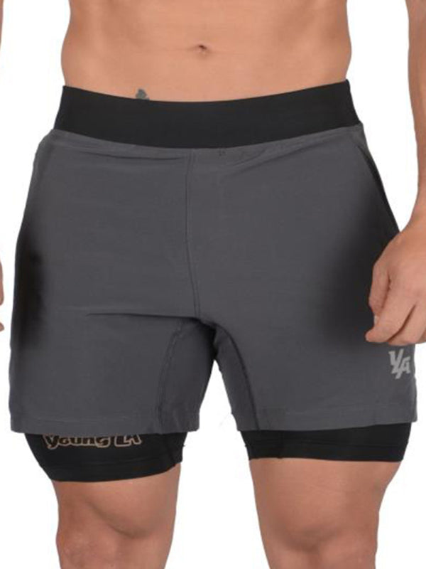 Men's Sports  Double Layer Faux 2 IN1 Jogging Shorts