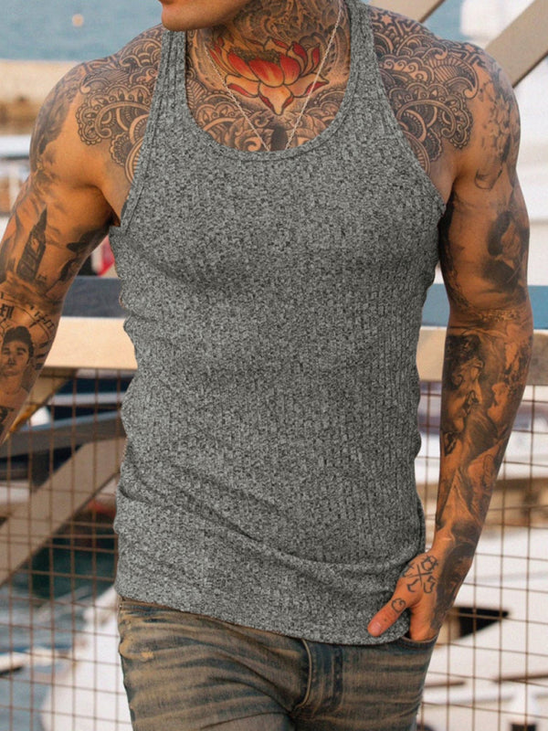 Men's Solid Ribbed Muscle Tank Top