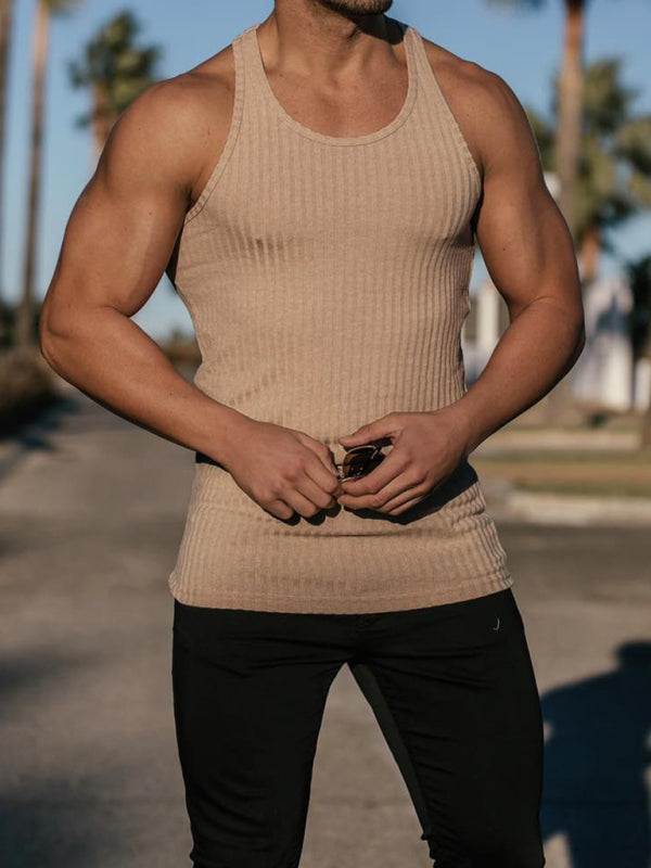 Men's Solid Ribbed Muscle Tank Top