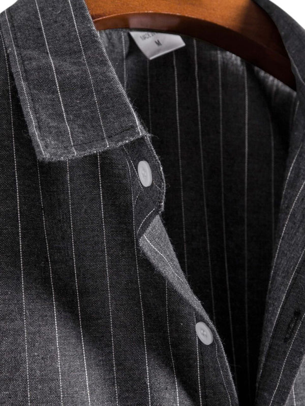 Men's Casual Striped Short Sleeve Shirt