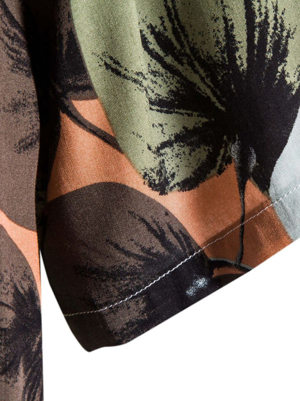Men's Fashion Trend Casual Cotton Printed Short Sleeve Shirt