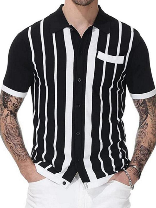 Men's Stripe Button Front Polo