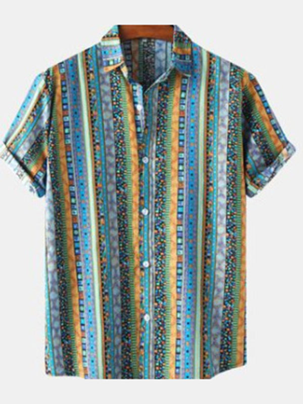 Men's Printed Short Sleeve Button-Down Shirt