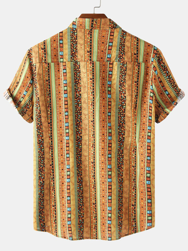 Men's Printed Short Sleeve Button-Down Shirt