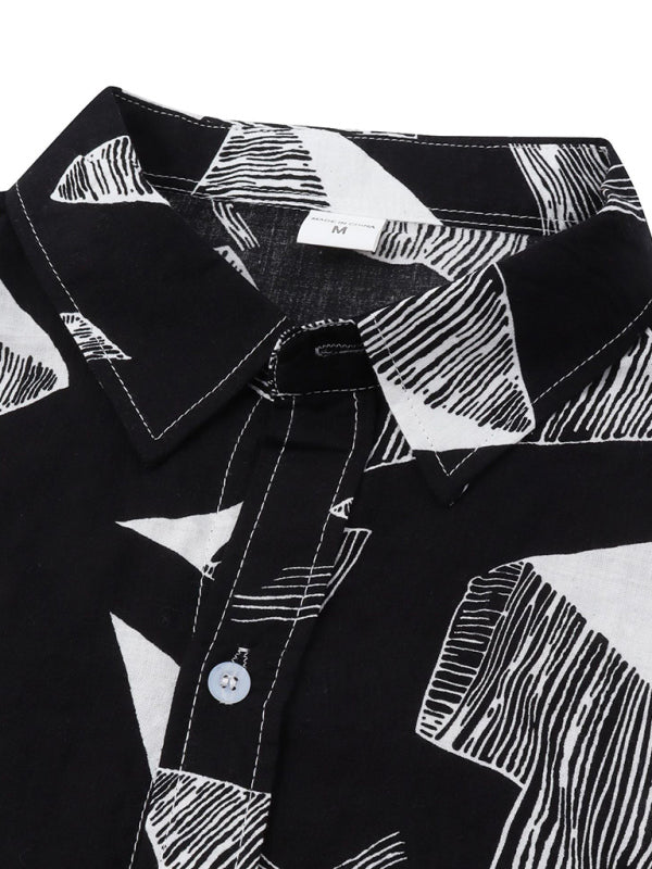 Men's Plaid Print Button-Up Shirt