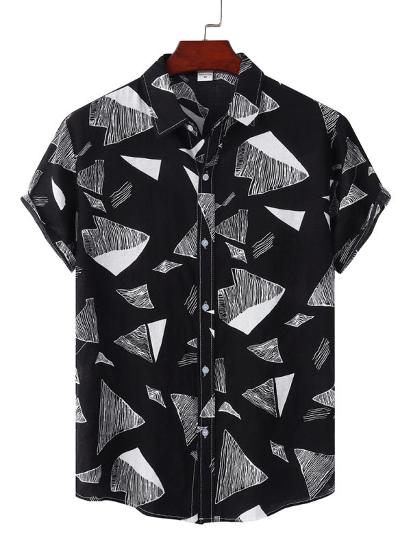 Men's Plaid Print Button-Up Shirt