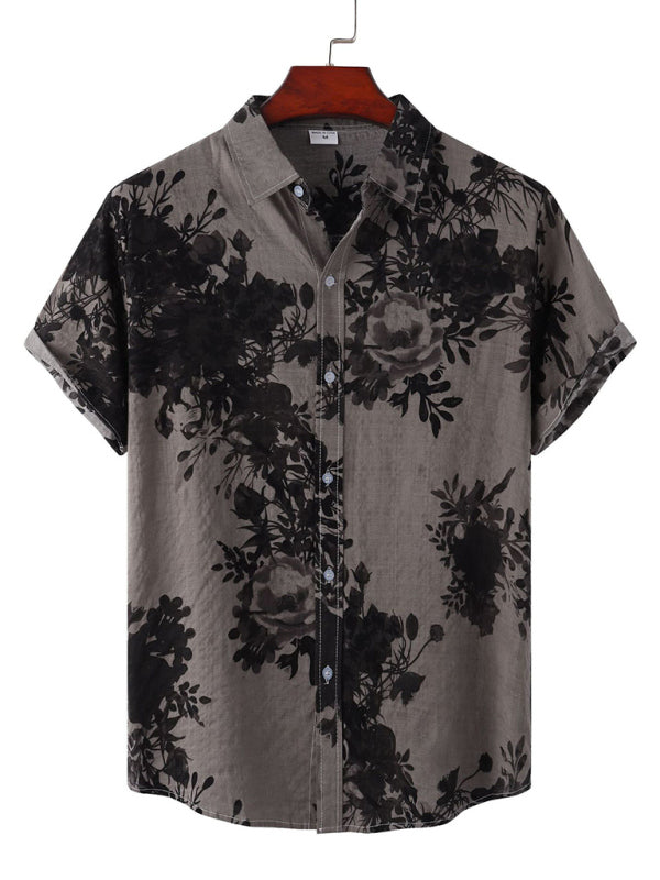 Men's Plaid Print Button-Up Shirt