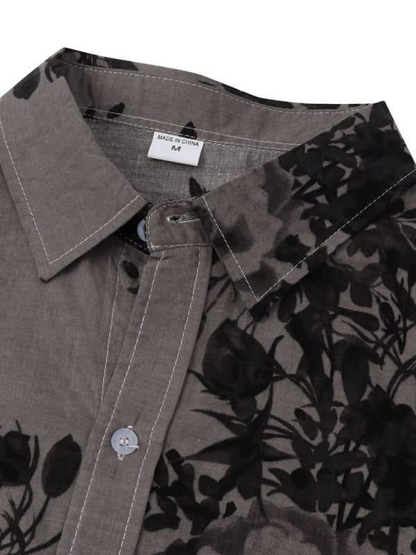 Men's Plaid Print Button-Up Shirt