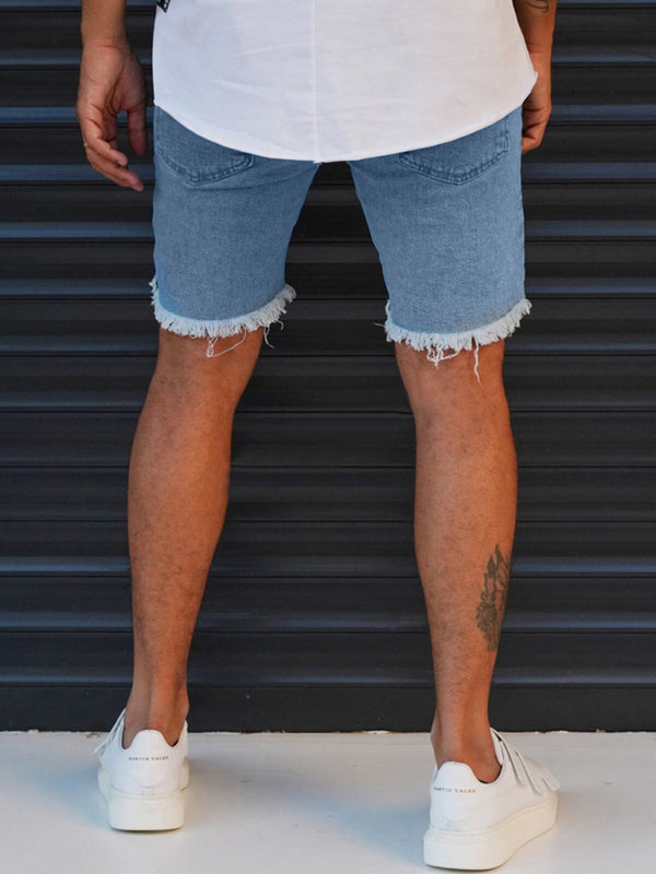 Men's Ripped Denim Shorts Cropped Shorts