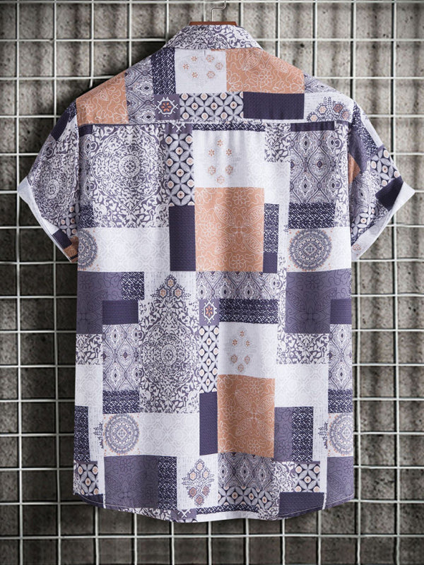 Men's Vintage Paisley print short Sleeve Shirt