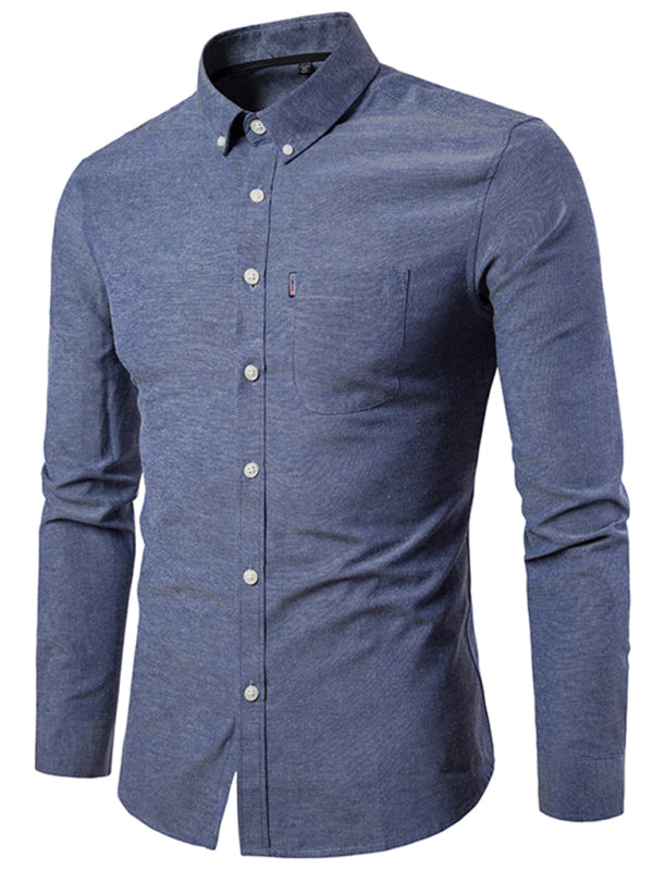 Men's Slim Cotton Oxford  Long Sleeves Bottom Shirt