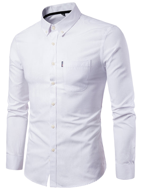 Men's Slim Cotton Oxford  Long Sleeves Bottom Shirt