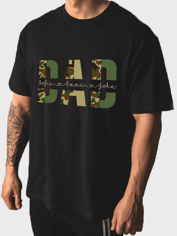 Men's Father's Day Camouflage Print Short Sleeve T-Shirt