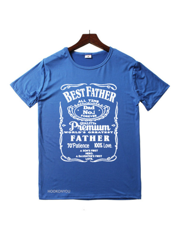 Men's BEST FATHER Print Short Sleeve T-Shirt