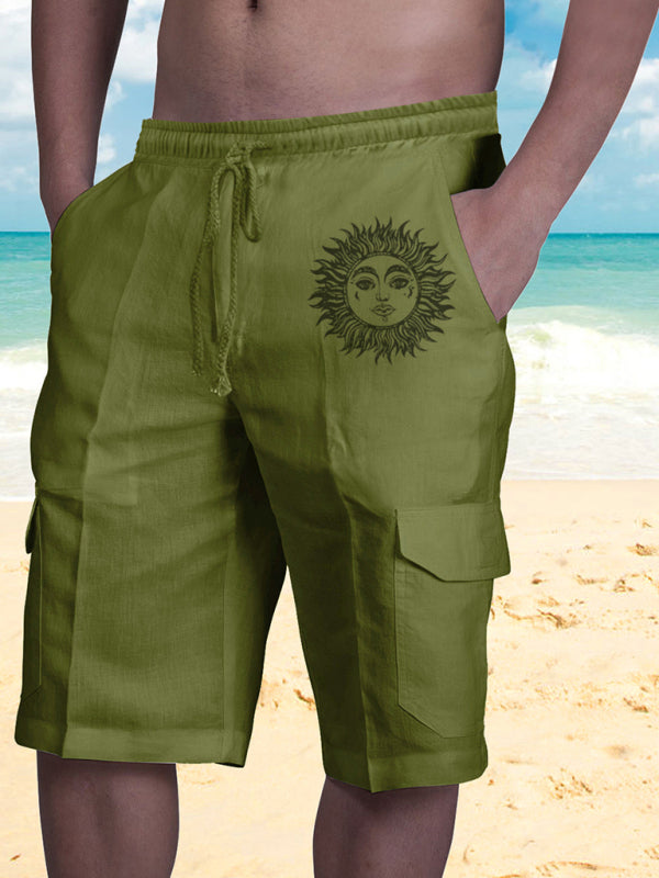 Men's Linen Multi Pocket Cargo Shorts