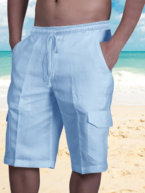 Men's Linen Multi Pocket Cargo Shorts