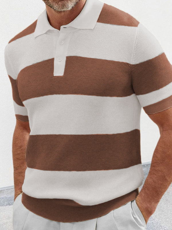 Men's Short Sleeve Lapel Knit Polo Shirt