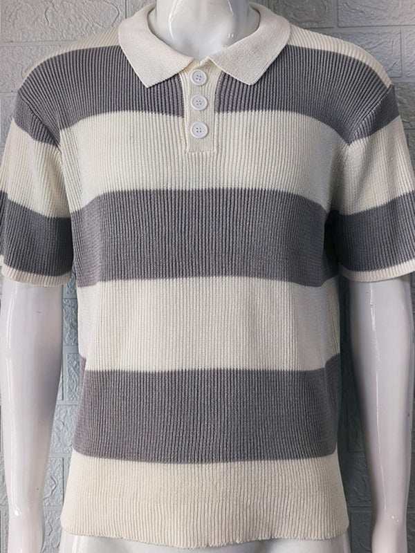 Men's Short Sleeve Lapel Knit Polo Shirt