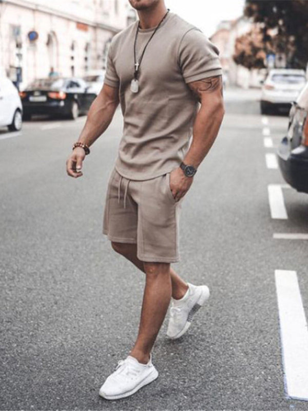 Men's Casual Short Sleeve Shorts Two-Piece Set