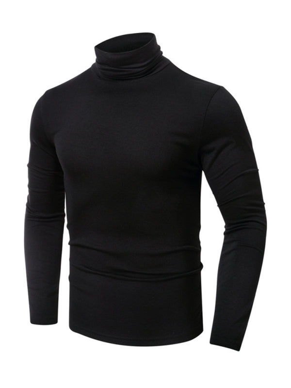 Men's long-sleeved Solid colour Turtleneck Bottoming T-shirt Top
