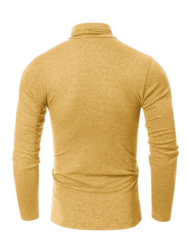 Men's long-sleeved Solid colour Turtleneck Bottoming T-shirt Top