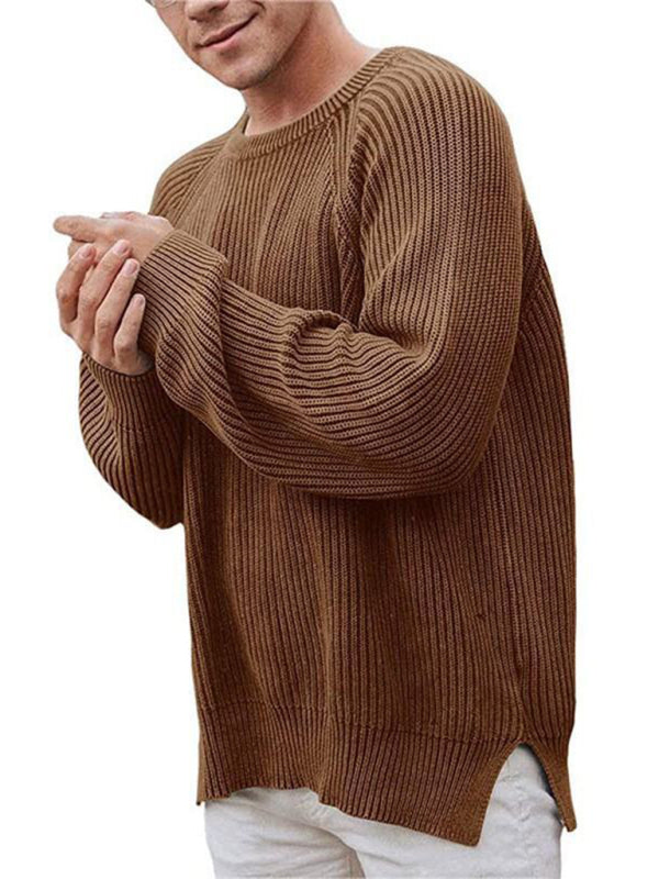 Men's Solid colour Trendy Pullover Crew neck Sweater