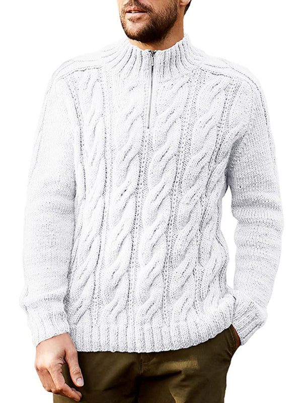 Men's Solid colour Zipper Half Turtleneck Long sleeve Sweater