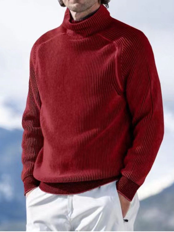 Men's high collar casual long sleeve knitted Top