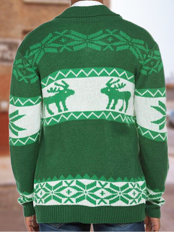 Men's Christmas Jacquard Button cardigan sweater