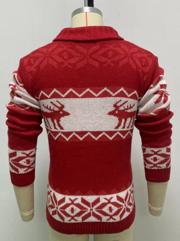 Men's Christmas Jacquard Button cardigan sweater