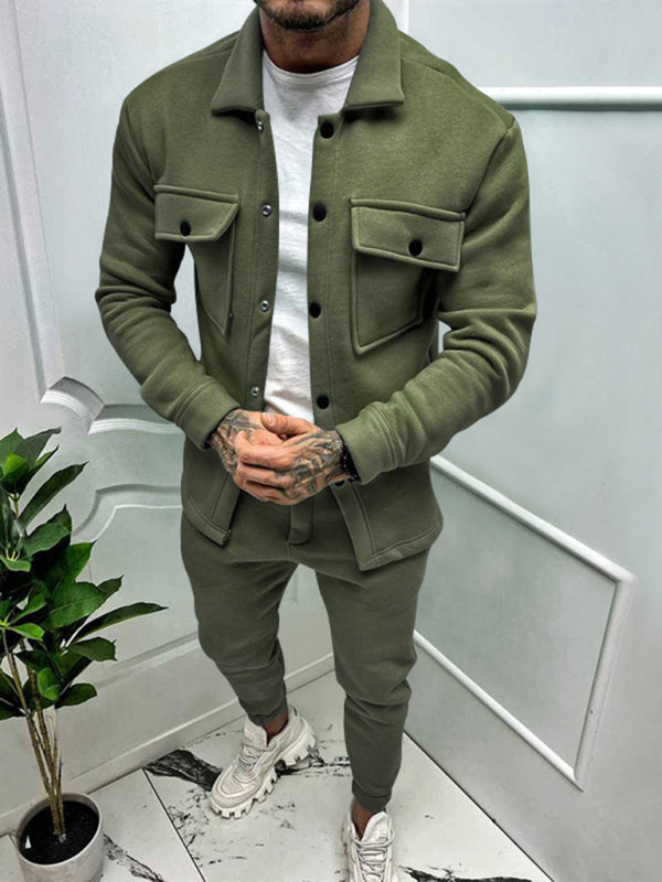 Men's Long-sleeve Single-breasted Jacket Two-piece set