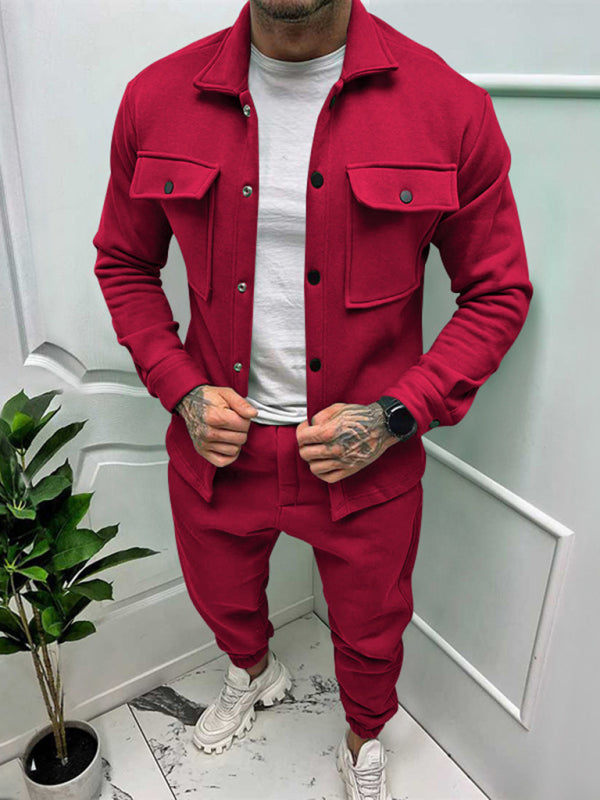 Men's Long-sleeve Single-breasted Jacket Two-piece set