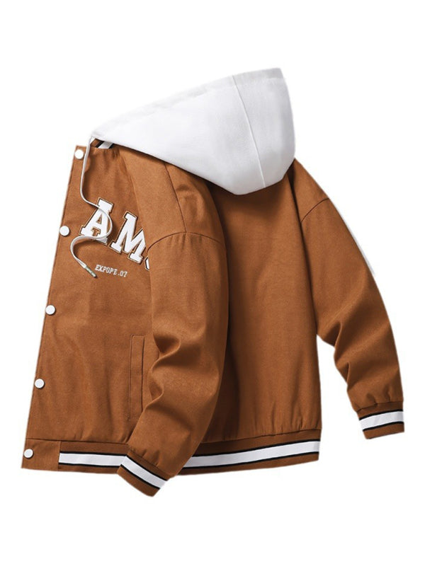 Men's Embroidered letter Print Two piece Baseball Jacket