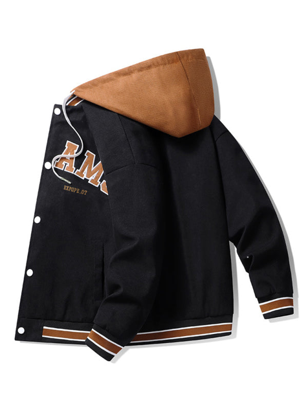 Men's Embroidered letter Print Two piece Baseball Jacket