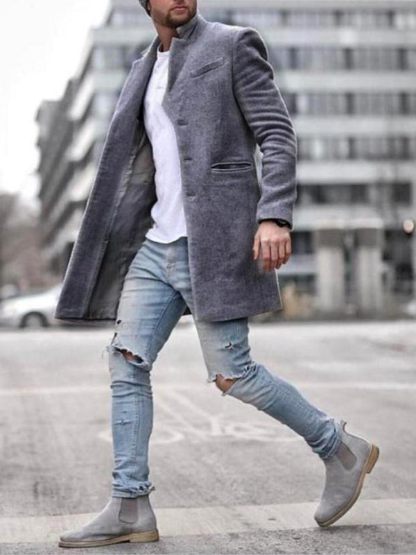 Men's woollen coat mid-length Coat