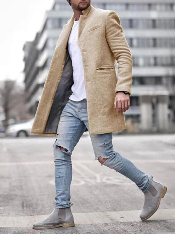 Men's woollen coat mid-length Coat