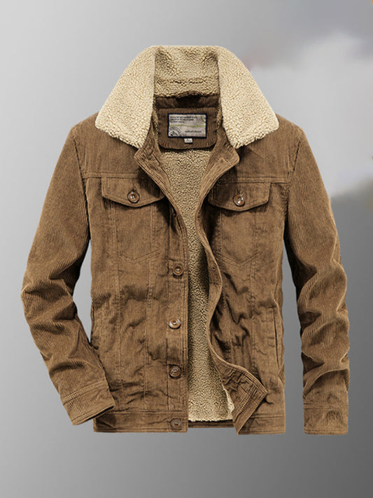 Men's Casual Lapel Corduroy Warm Jacket