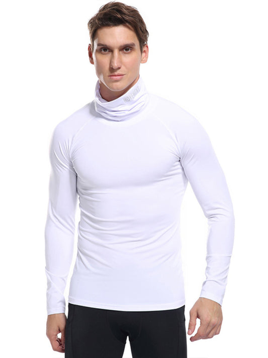 Men's new High-neck high-elastic tight sports long-sleeved T-shirt