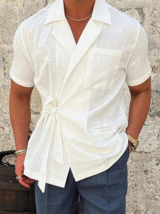 Men's Lace short -sleeved shirt