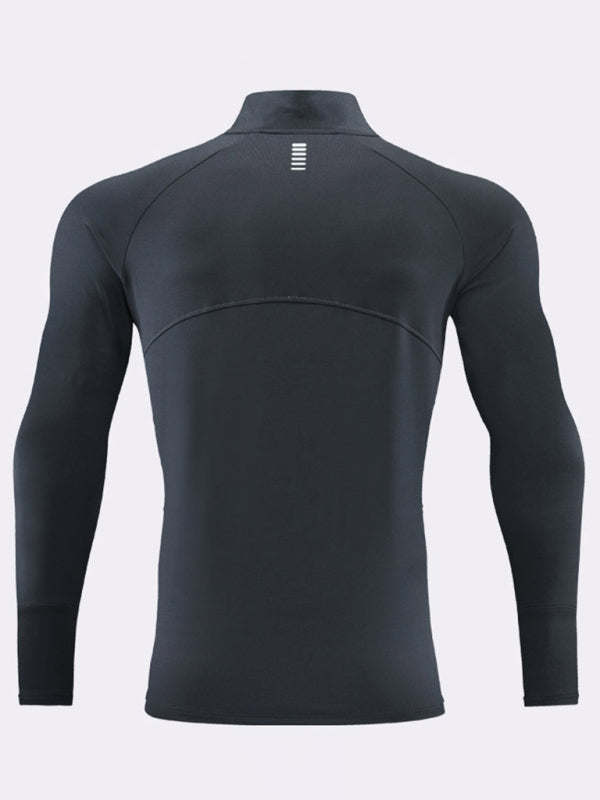 Men's long-sleeved quick-drying stand-up collar sports fitness Top
