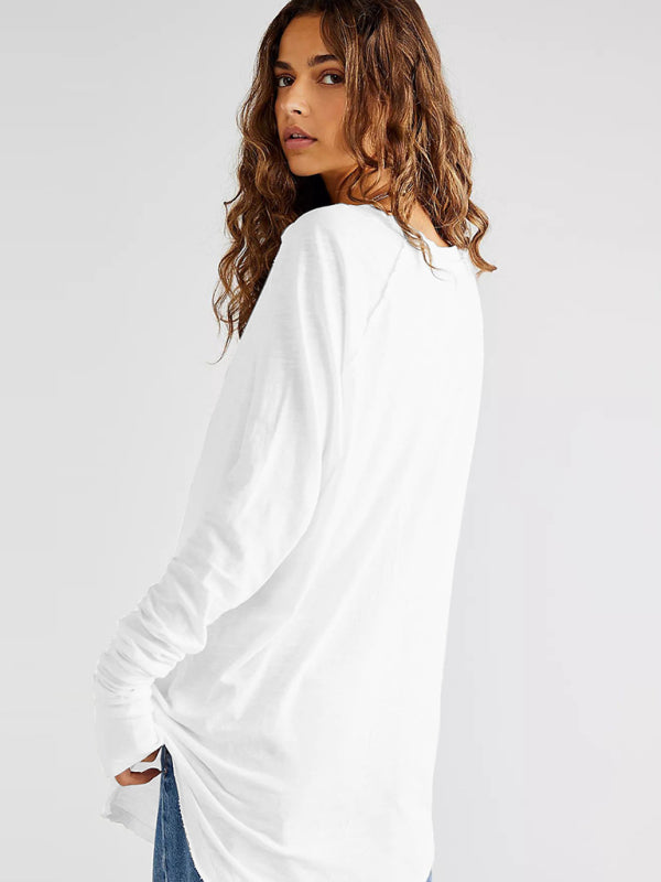Women's Round Neck Pullover Long Sleeve Loose Top