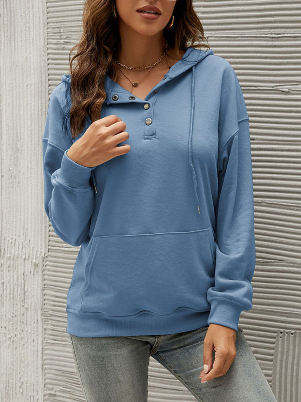 Women’s Button Up Cozy Drawstring Hoodie
